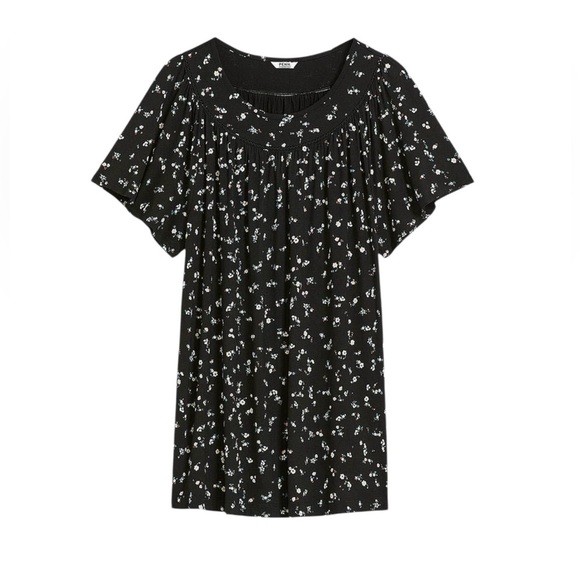 Penningtons, Short Flutter Sleeve Tunic With Trim Insert, 3X, Black - Picture 2 of 8